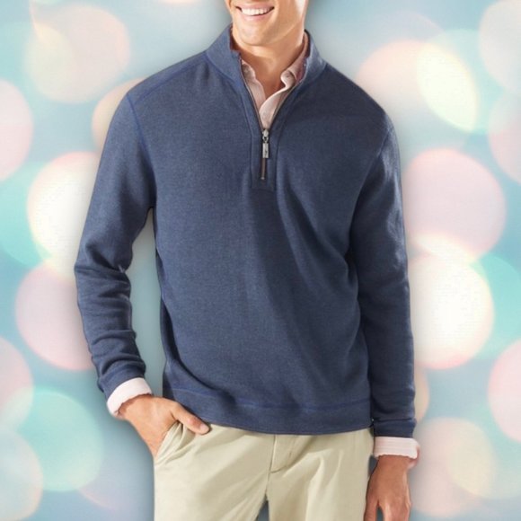 Tommy Bahama Other - Tommy Bahama Men’s Blue Reversible Half Zip Sweater Sweatshirt Size L